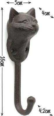 CKB LTD Cast Iron Cat Wall Hook Rustic Decorative Multi-Purpose Heavy ...
