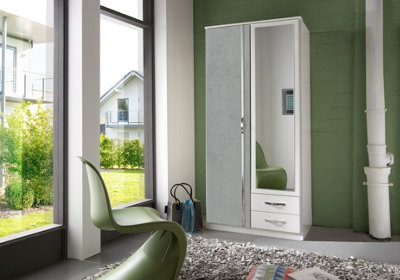 CLACK 2 Door 2 Drawer Mirror Grey And WHITE