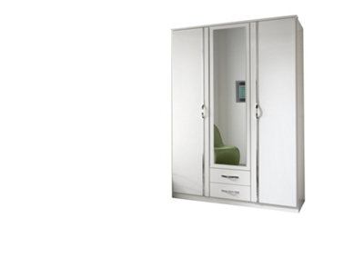 CLACK  3 Door 2 Drawer Mirror wardrobe WHITE