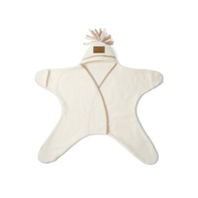 Clair de Lune Cream Star Fleece Wrap Blanket 0-6 Months