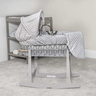 Clair de Lune Grey Dimple Grey Wicker Moses Basket With Grey Rocking Stand DIY at B Q