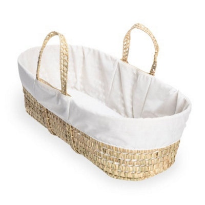 Clair de Lune White Scandi Moses Basket With White Folding Stand