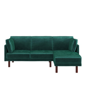 Clair sectional futon in green velvet