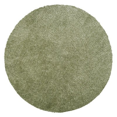CLAIRE Round Shaggy Solid Color Plush Pile Moss Green Area Rug 160 x 160 cm