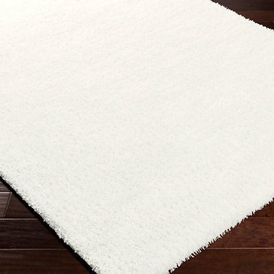CLAIRE Round Shaggy Solid Color Plush Pile Off-White Area Rug 120 x 120 cm