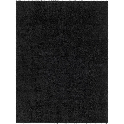 CLAIRE Shaggy Solid Color Plush Pile Black Area Rug 120 x 170 cm