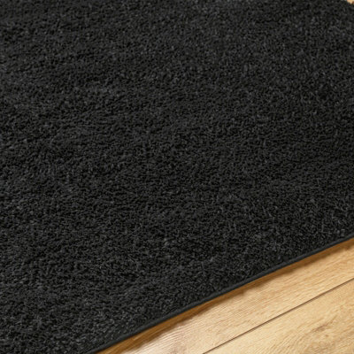 CLAIRE Shaggy Solid Color Plush Pile Black Area Rug 200 x 275 cm
