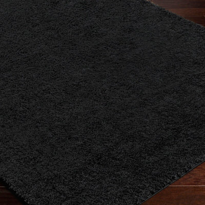CLAIRE Shaggy Solid Color Plush Pile Black Area Rug 200 x 275 cm