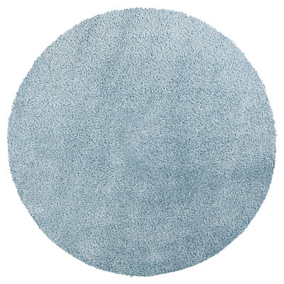 CLAIRE Shaggy Solid Color Plush Pile Denim Area Rug 120 x 120 cm
