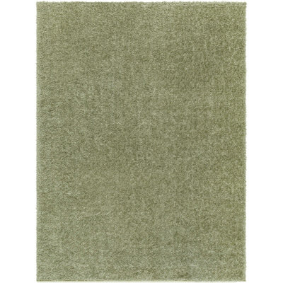 CLAIRE Shaggy Solid Color Plush Pile Moss Green Area Rug 140 x 200 cm