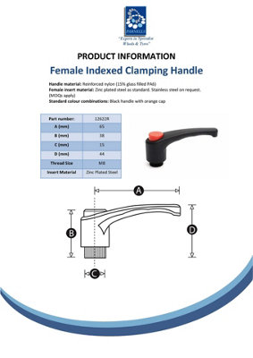 Clamping handle M8 Female Nylon (zinc thread)