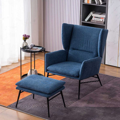 Blue linen best sale accent chair