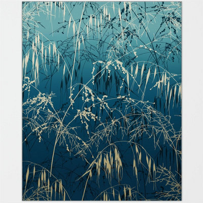 Clarissa Hulse Kitchen Splashback Meadow Grass Blue Toughened Glass (W) 600 x (L) 750mm - 4
