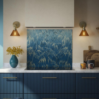 Clarissa Hulse Kitchen Splashback Meadow Grass Blue Toughened Glass (W) 900 x (L) 750mm - 3