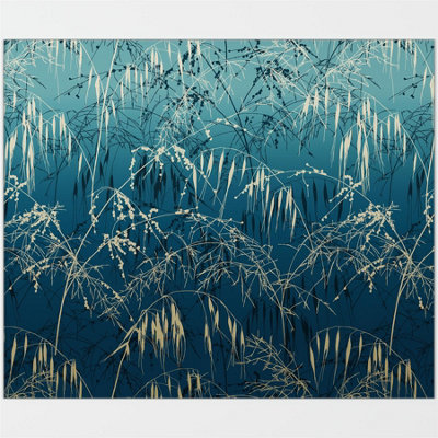 Clarissa Hulse Kitchen Splashback Meadow Grass Blue Toughened Glass (W) 900 x (L) 750mm - 4