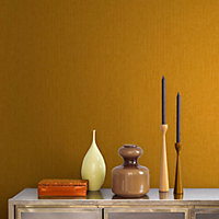 Clarissa Hulse Tisbury Yellow Ochre Textured Plain Wallpaper