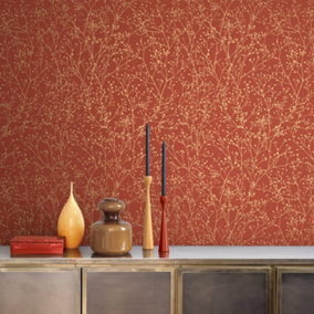 Clarissa Hulse Wild Chervil Blackberry & Gold Wallpaper