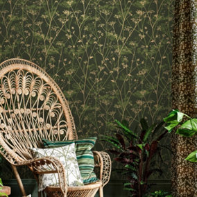 Clarissa Hulse Wild Chervil Sage & Gold Floral Wallpaper