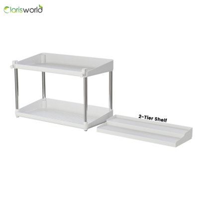 Clarisworld 2 Tier Shelf Spice Rack Organizer assort with adjustable tray, Spice Rack for Inside Cupboard (Size: 18.9x37.2x32.5cm)