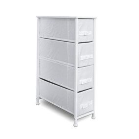 Clarisworld 4 Narrow Chest Drawers Storage Tower Dresser - Wood Top, Sturdy Steel Frame, Organizer Unit White 4 Drawer