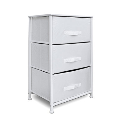 Clarisworld Drawers Storage Tower Dresser - Wood Top, Sturdy Steel Frame, Organizer Unit White 3 Drawer