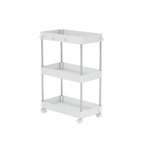Clarisworld Storage Cart with 3 tier Rolling Utility Trolley with Lockable Wheels for Home, Office (3 Tier Storage Cart)