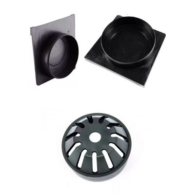 Clark Drain CD402 Endcap & Outlet Pack plus CD403 Leaf Guard for CD422 Channel