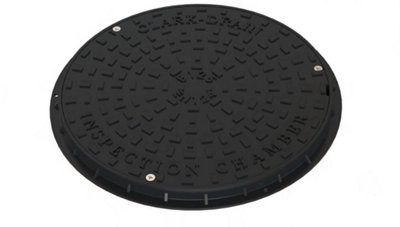 Clark Drain CD458 450mm Solid Top Composite Heavy Duty Driveway Round Manhole Cover & Frame B125  12.5 Tonne weight Loading