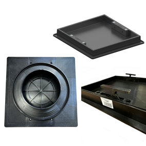 Clark Drain T1G3P 440mm x 440mm x 52mm (D) Overall Size Recessed Square to Round Manhole Cover fits risers from 220mm - 300mm