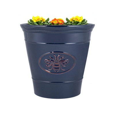 Classic 40cm Bee Planter 34lt Ceramic Look Round Recycled Plastic Flower Plant Pot Gloss Frost & UV Resistant