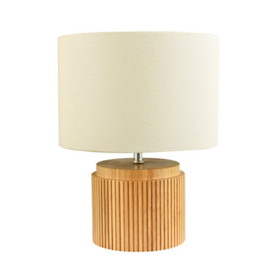 Classic and Stylish Real Wooden Table Lamp with Natural Cream Linen Fabric Shade