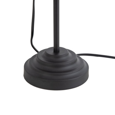 Classic and Vintage Mat Black Lamp with Adjustable Height and Glass Shade