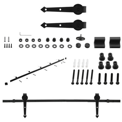 Classic Barn Door Sliding Rail Set with Wheel Rollers 6.6ft