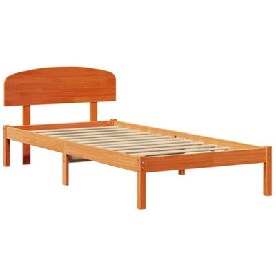 Classic Bed Frame with Headboard Wax Brown 100x200 cm Solid Wood Pine