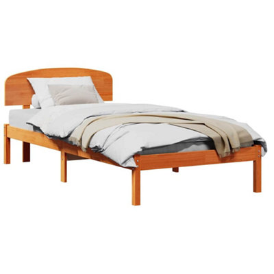 Classic Bed Frame with Headboard Wax Brown 100x200 cm Solid Wood Pine