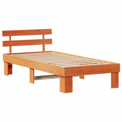 Classic Bed Frame with Headboard Wax Brown 90x200 cm Solid Wood Pine