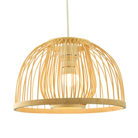 Classic Birdcage Rattan and Bamboo Pendant Light Shade with Inner and Outer