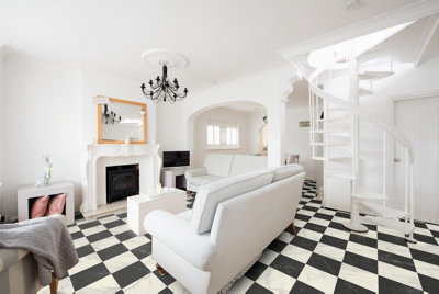 Classic Black and White Tile Vinyl by Remland (2m x 2m) - 3