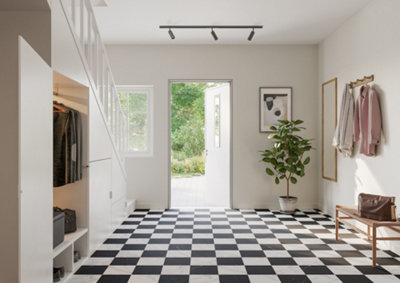 Classic Black and White Tile Vinyl by Remland (2m x 2m) - 4