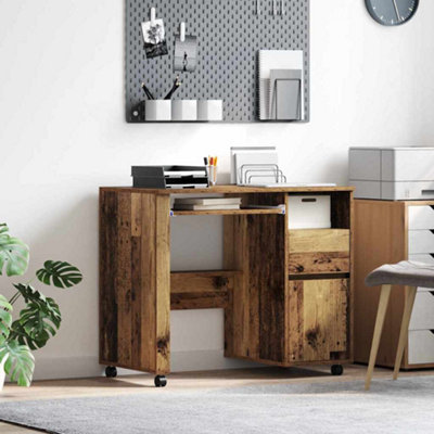 Classic Brown Computer Desk Old Wood Particle board, Metal Standard