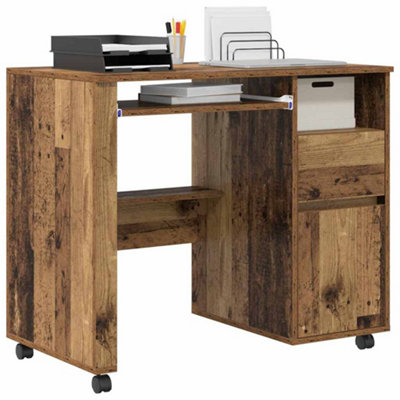 Classic Brown Computer Desk Old Wood Particle board, Metal Standard