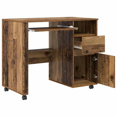 Classic Brown Computer Desk Old Wood Particle board, Metal Standard