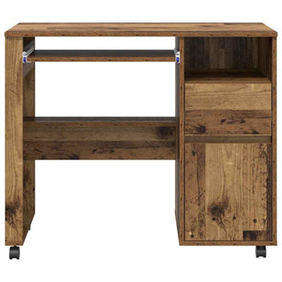 Classic Brown Computer Desk Old Wood Particle board, Metal Standard