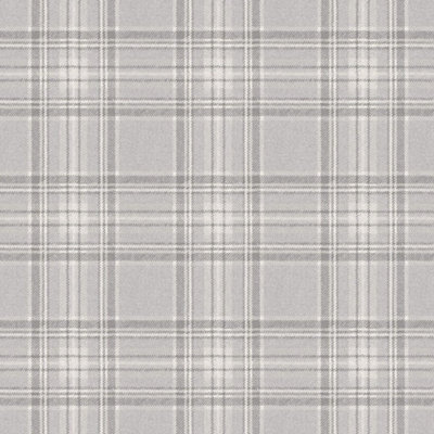 Classic Check Wallpaper In Grey DIY at B&Q