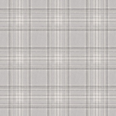 Classic Check Wallpaper In Grey | DIY at B&Q