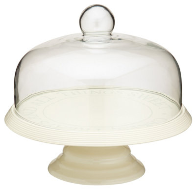 Classic Collection Ceramic Cake Stand with Glass Dome DIY at B&Q