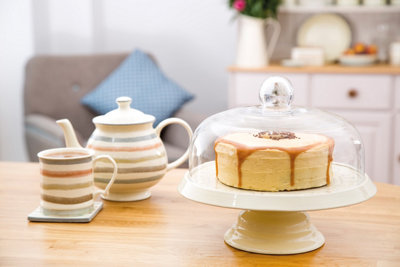 Classic Collection Ceramic Cake Stand with Glass Dome