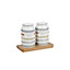 Classic Collection Vintage-Style Ceramic Salt and Pepper Shakers with Wooden Tray