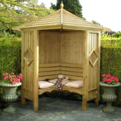 Classic Corner Arbour Garden Arch Seat Approx 4 x 4 Feet - 3