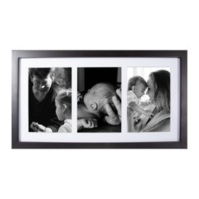Classic Designer Mat Black MDF Triple Picture Frame Free Standing or Wall Hung